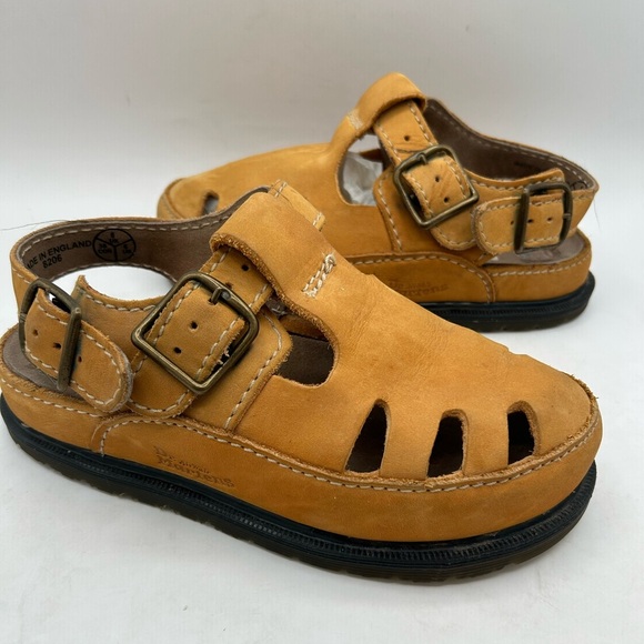 VINTAGE Dr Martens Suede Leather camel Tan  Fisherman Sandal Made ENGLAND 7 - Picture 1 of 12